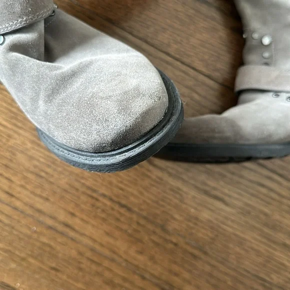 Sam Edelman Deryn Extra Rugged Distressed Discolored Studded Moto Suede Boots - Picture 14 of 17